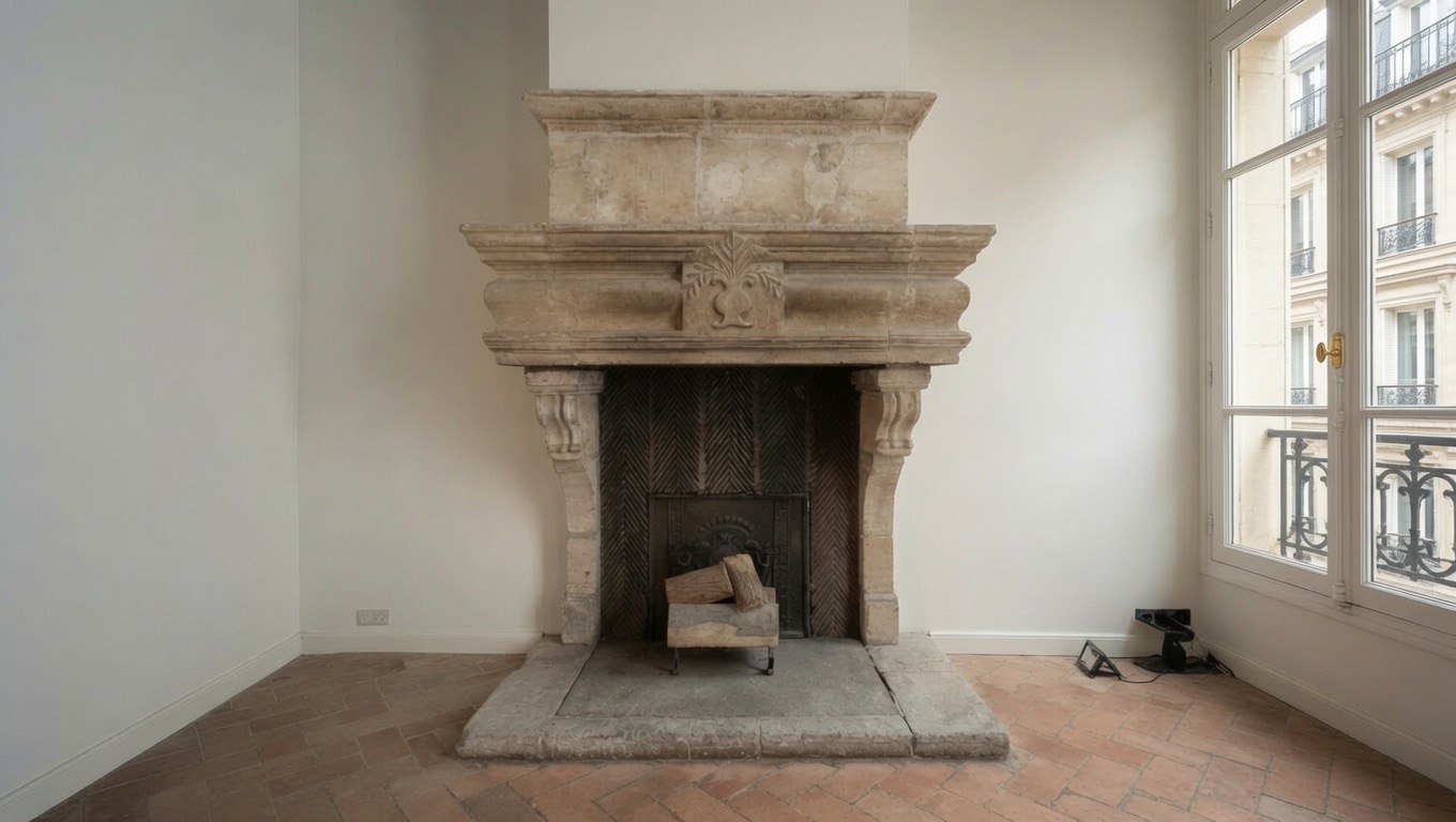 Cheminée en pierre de taille
