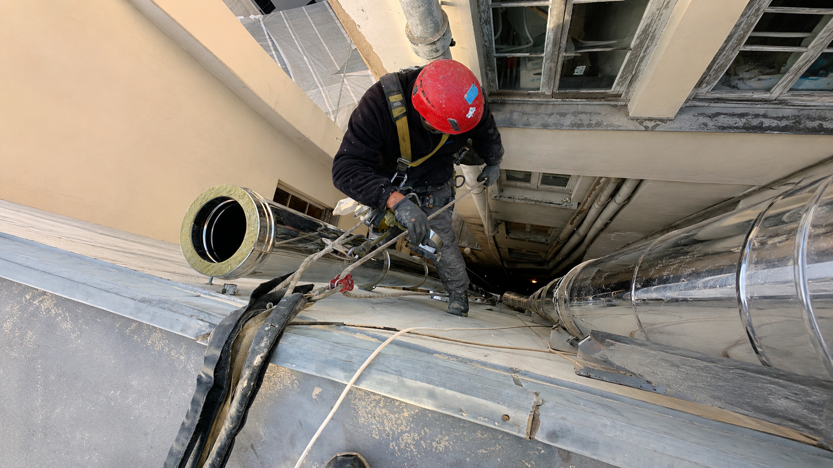 Installation conduit inox double paroi isolée
