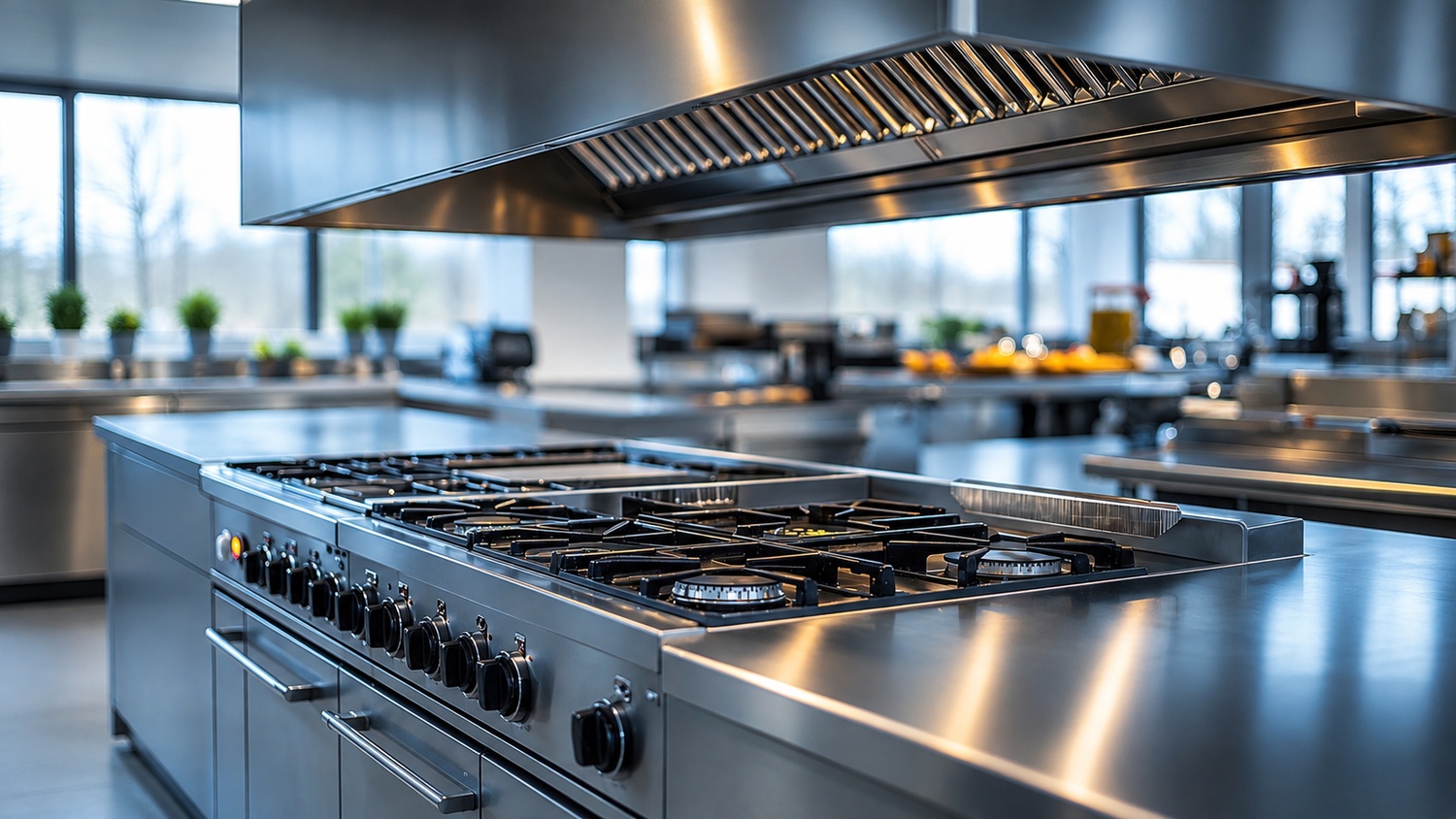 Installation de hotte de cuisine professionnelle