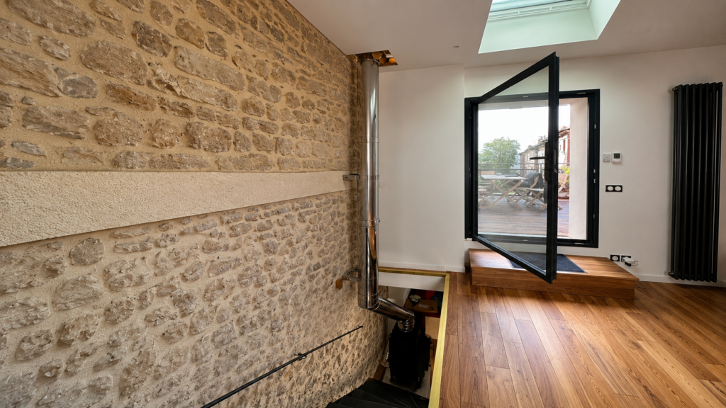 Installation intérieur conduit poêle à bois