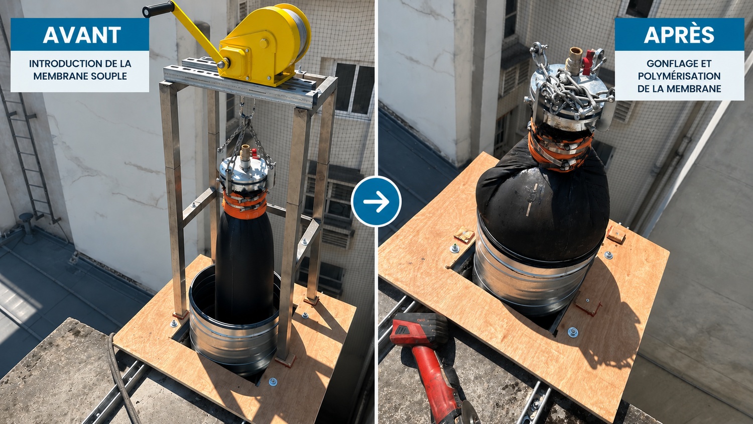 Chemisage furanflex conduit avantaprès